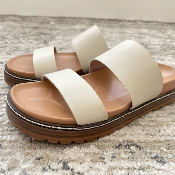 Madewell The Charley Leather Sandals Size 6 Cream Beige 2 strap - Picture 6 of 7